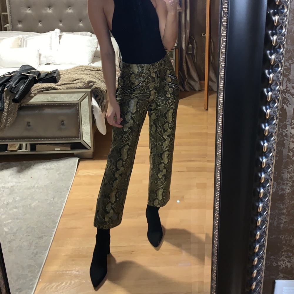 Black & Olive Green Snakeskin Pants